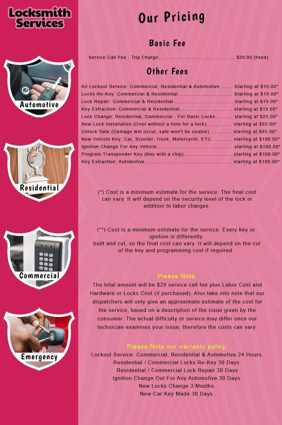 Bronx Galaxy Locksmith Bronx, NY 718-663-2548 - price-list-c-18